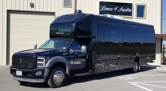 Executive Shuttle Limo Party Bus Jet Black